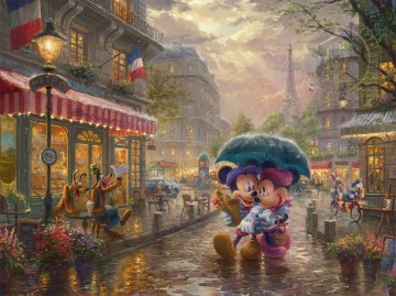 Thomas Kinkade œuvres - Mickey et Minnie à Paris Thomas Kinkade